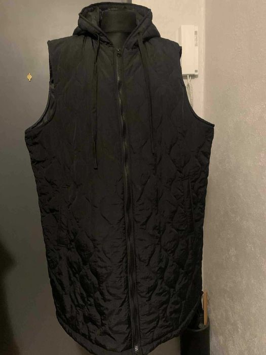 Janina długa kamizelka bezrękawnik kaptur pikowana oversize duża