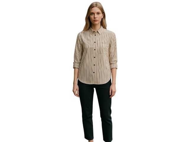 Koszula Bershka M 38 beżowa w paski wiskoza elegancka