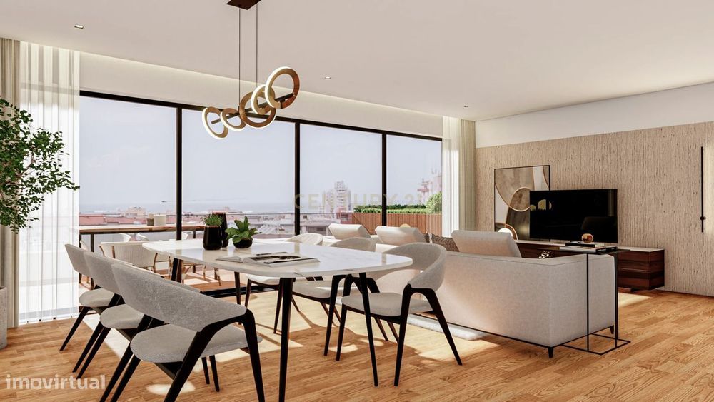 Apartamento T3, 1º andar, com terraço e vista mar, de 144,50 m2 e Box