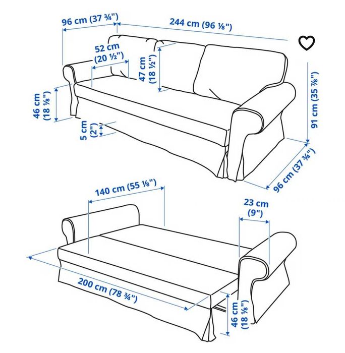 Sofá-cama 3 lugares, bege claro