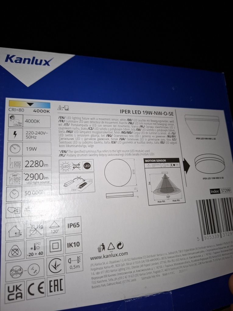 Lampa plafon kanlux z czujka