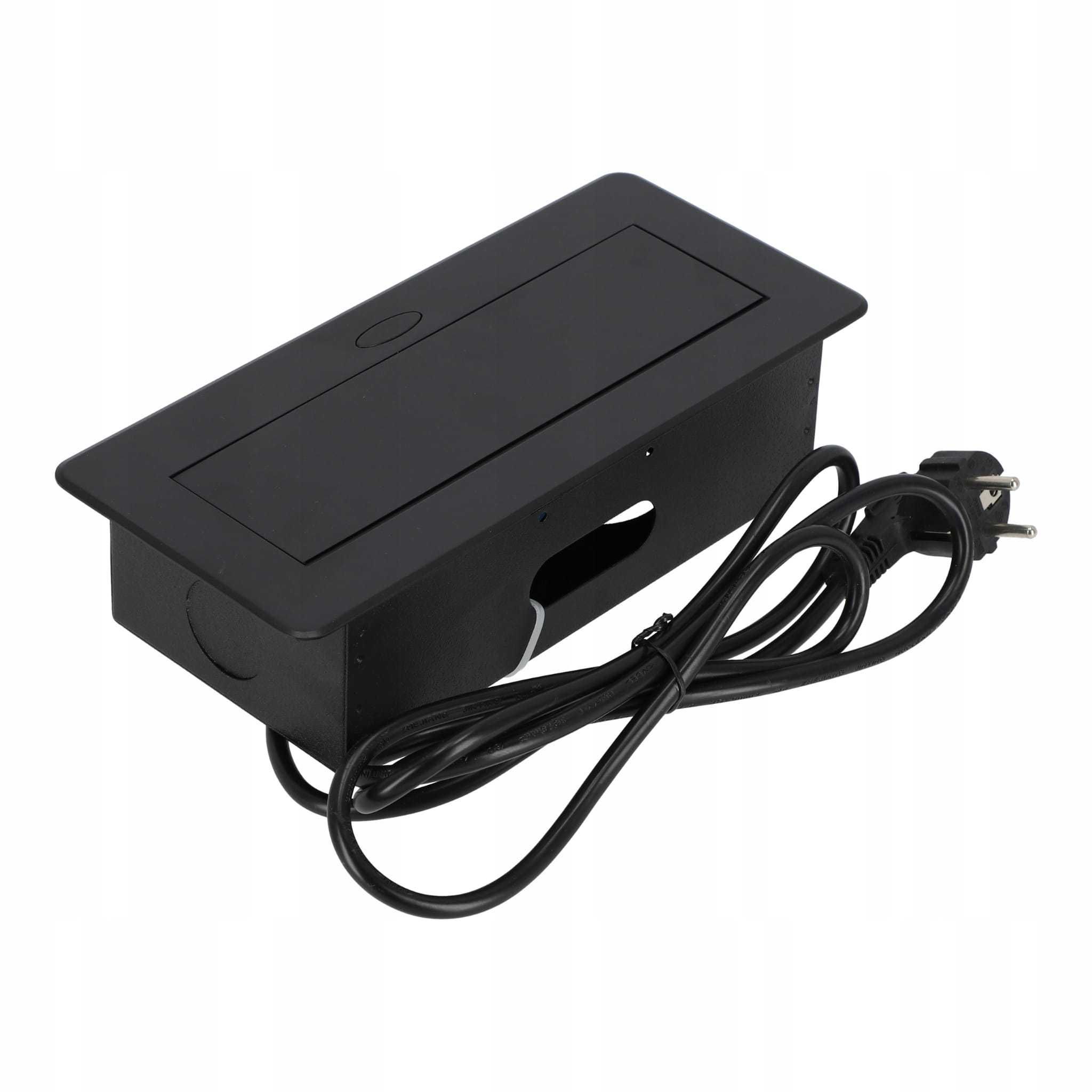 Gniazdo Meblowe Wpuszczane w Blat 2x230V + 2xUSB A CZARNE