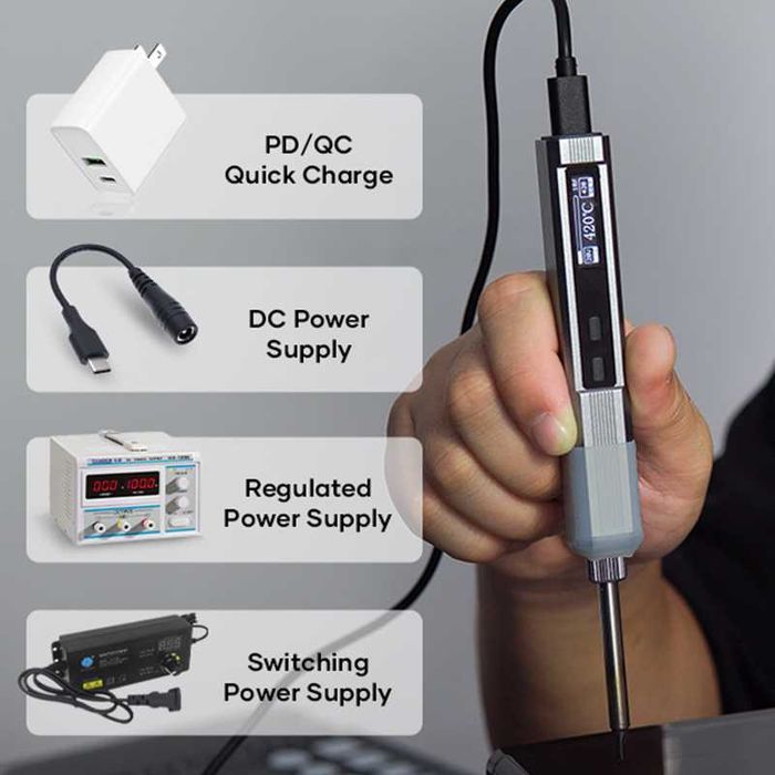 Смарт паяльник HL-1 TypeC DC 96W 24V 4А OLED дисплей металевий корпус