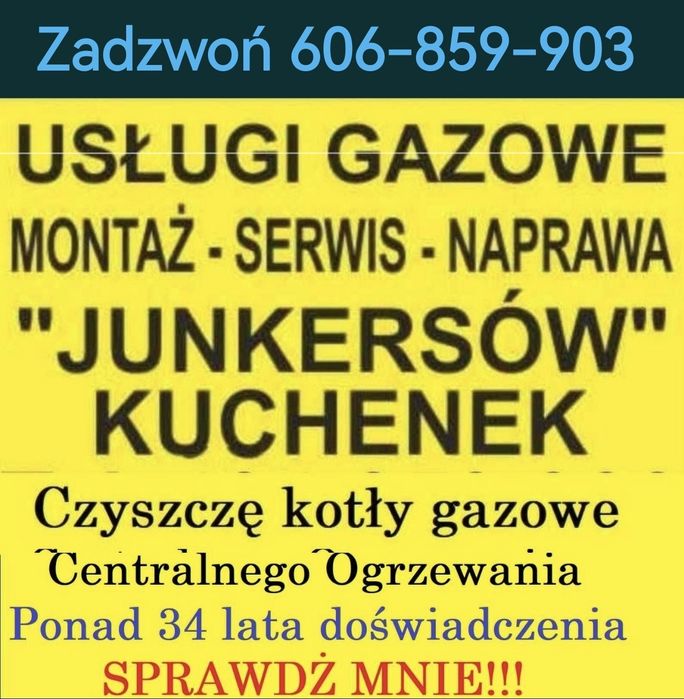 Gazownik czyszczę piece kotły gazowe C.O naprawa montaż Junkersów