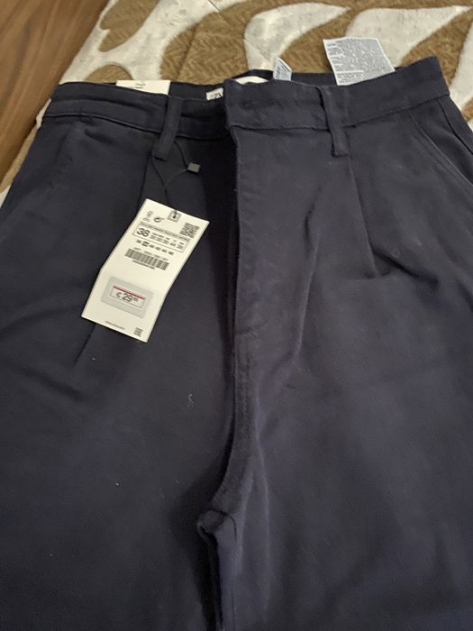 Calças zara 38 azul e bege