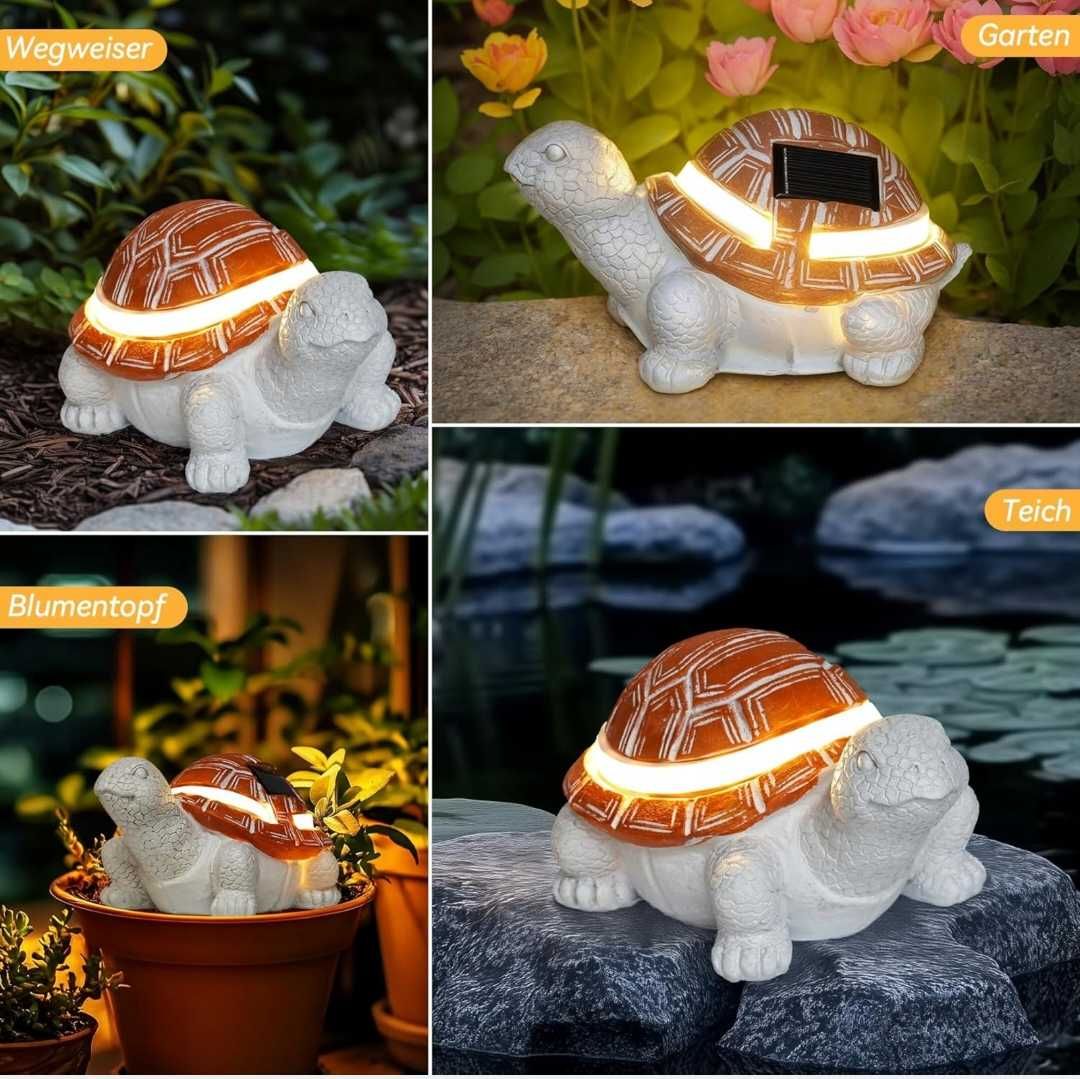 Figurka ogrodowa żółw z podświetleniem LED dekoracyjna solarna 15x17cm