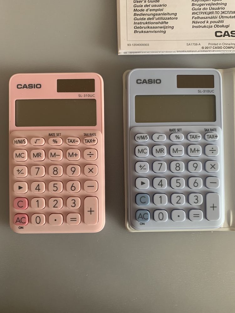 Calculadoras Casio cores pastel