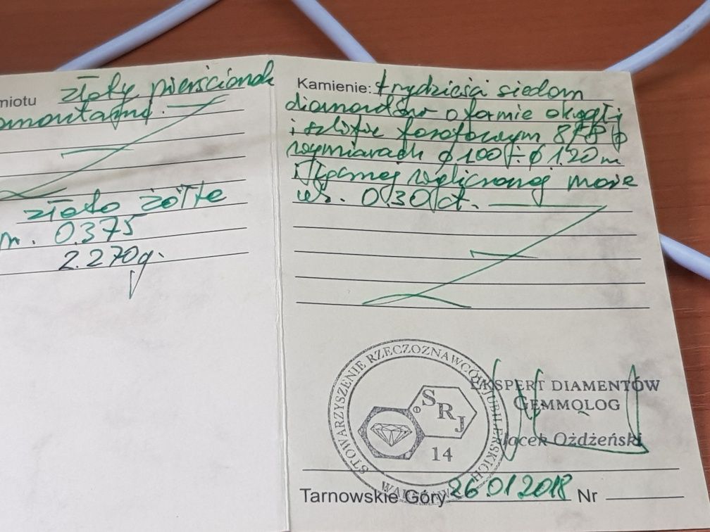 Złoty pierścionek z diamentami złoto 375 Rozmiar 17