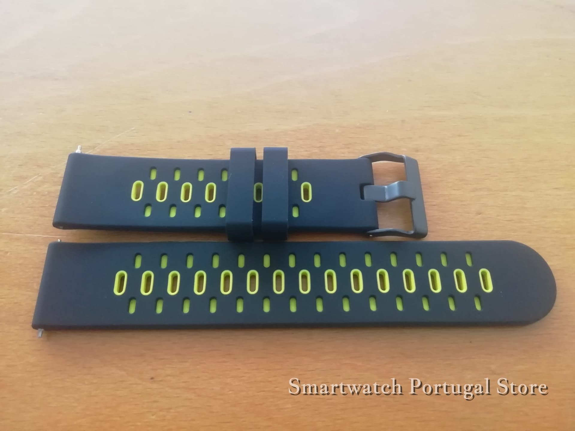 Bracelete 22mm em silicone [Nova] Preta e Amarela