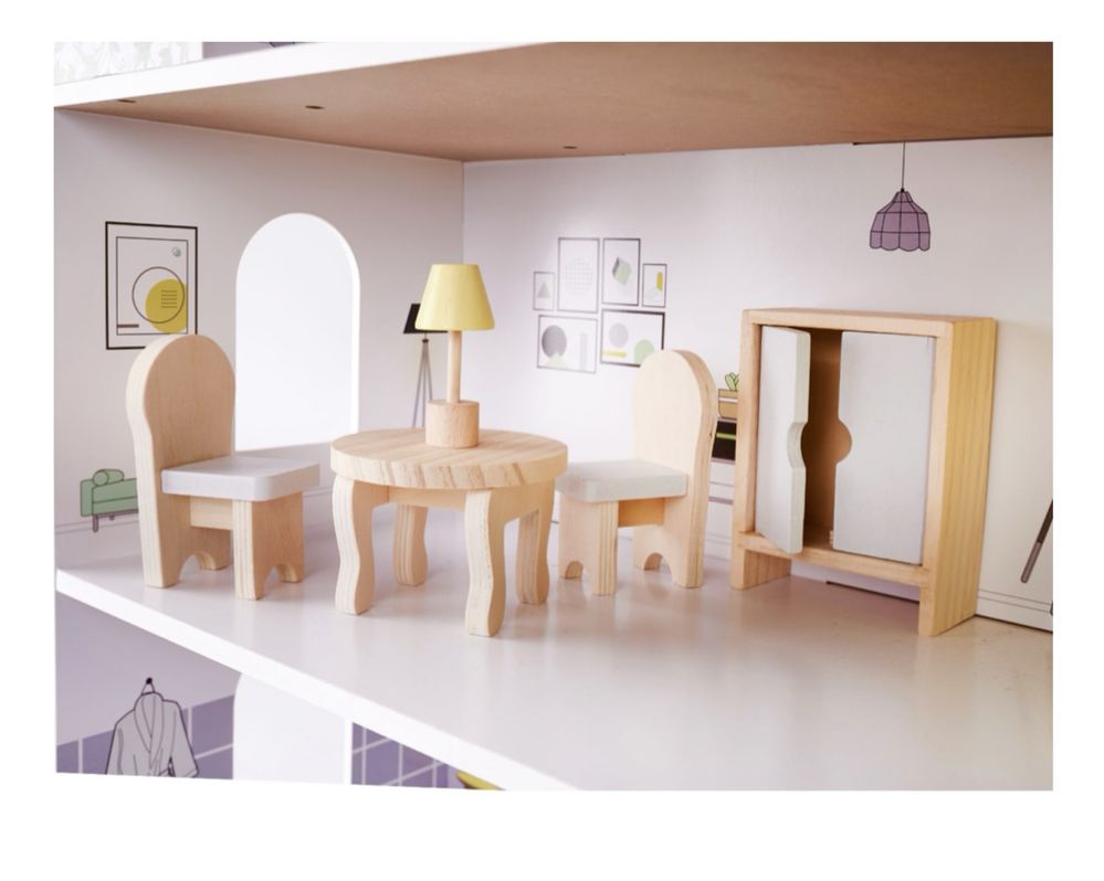 Dom Domek Dla Lalek Drewniany + Mebelki Dla Dzieci Na Prezent *okazja*