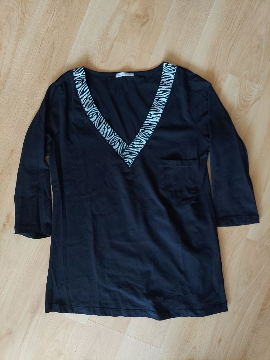 Latynka | bluza | bluzka | rękaw 3/4 | taśma | srebro | brokat | zebra