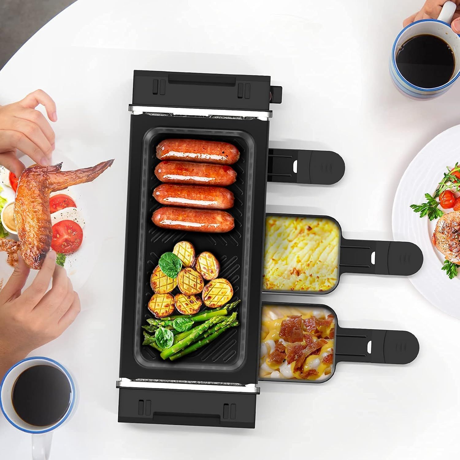 Elektryczny Mini Grill Raclette z Patelniami, Nieprzywierający 700W