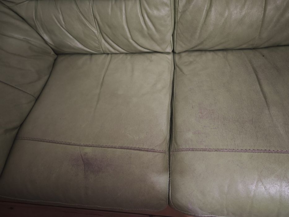 Narożnik sofa zielona skóra syntetyczna