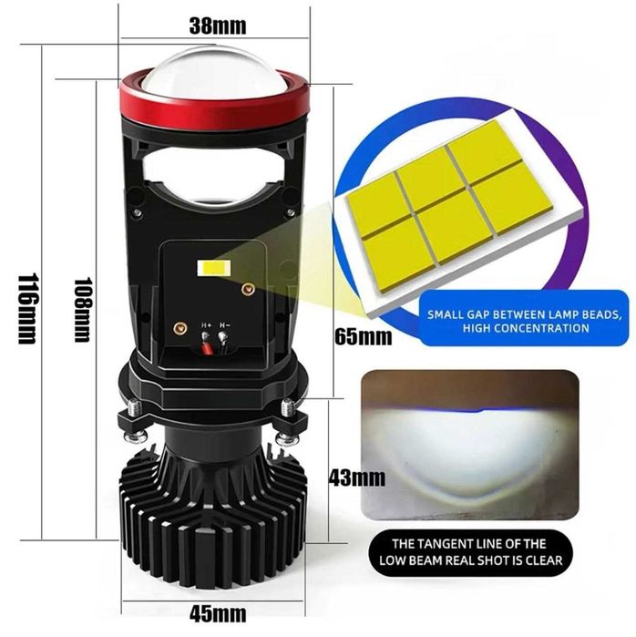 Лампы BI-LED міні лінзи мини линзы Y7D H4 .Ціна за пару