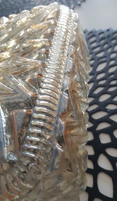 Kryształowy plafon, oprawa na lampę PRL, klosz szklany retro