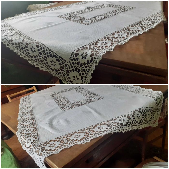 Obrus bawełniany z  koronką