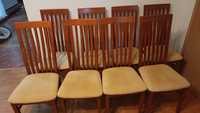 8 krzeseł drewnianych tapicerowanych