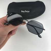 Солнцезащитные очки Рей Бен Octagonal черные Ray Ban фигурные