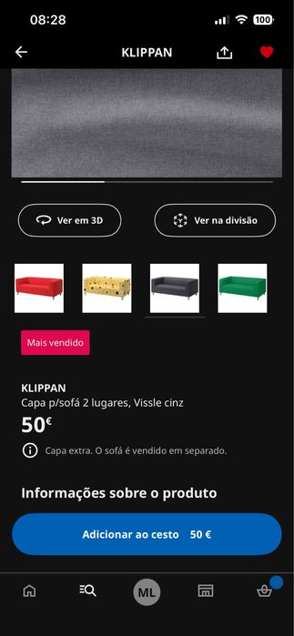 Sofa klippan 2pax - precisa de nova capa