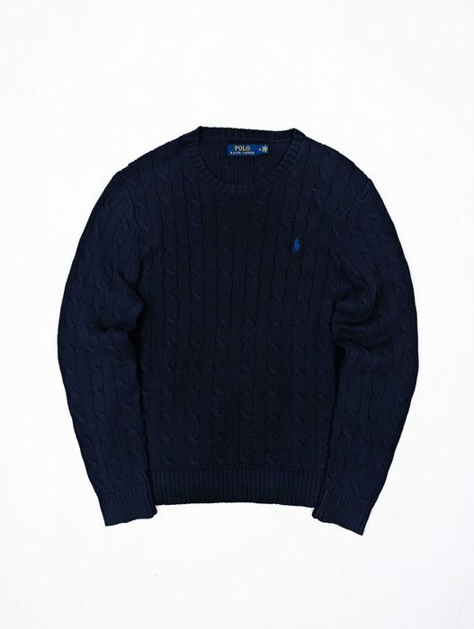 Polo Ralph Lauren granatowy sweter warkocz M logo