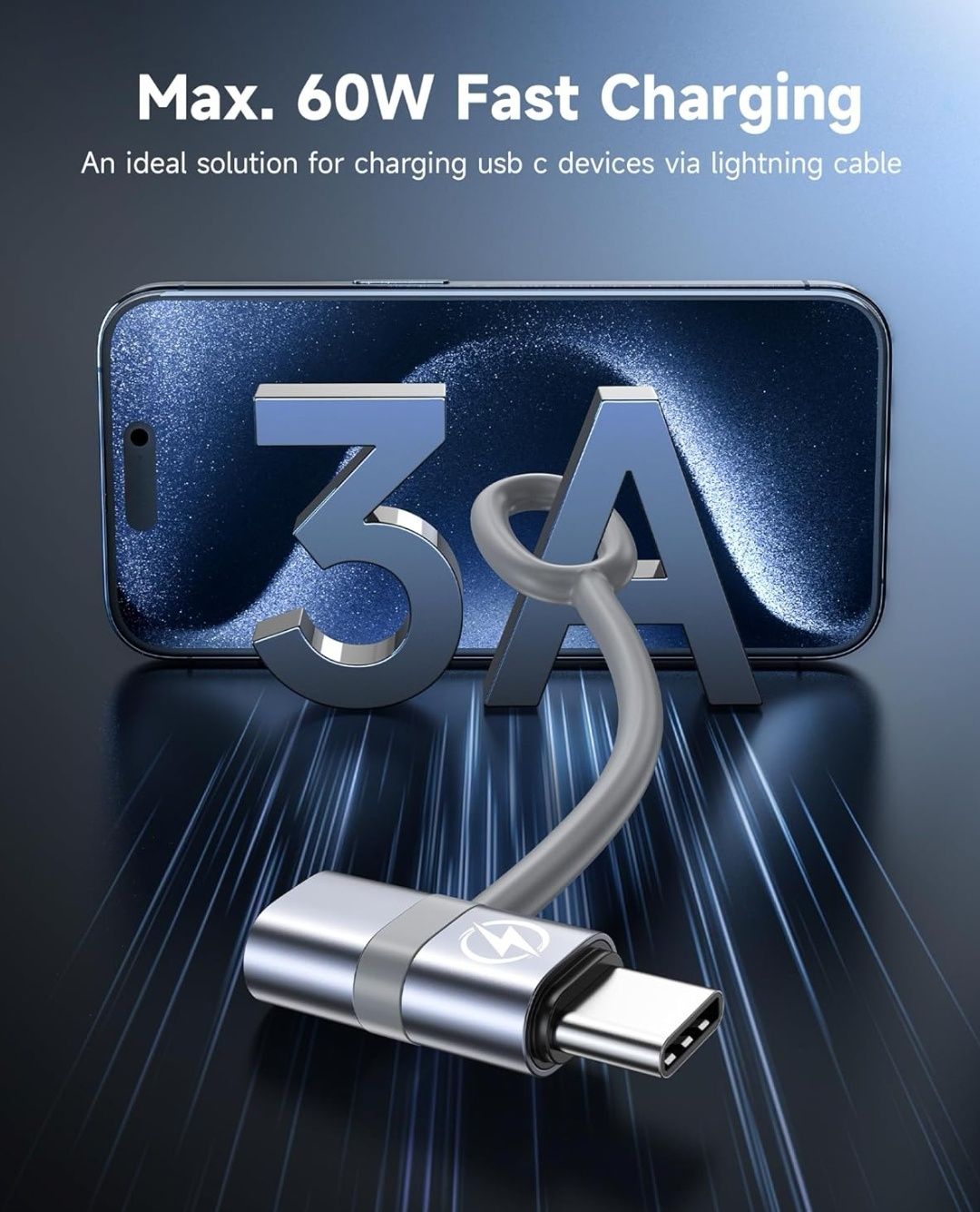 RAVIAD Adapter Lightning na USB C, 60 W, 2 sztuki, adapter Lightning n