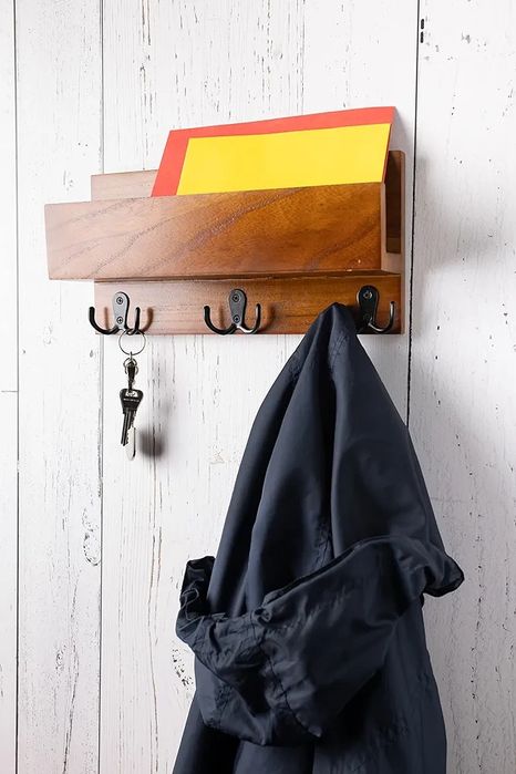 Вішак, ключниця, полиця органайзер дерев'яний в передпокій