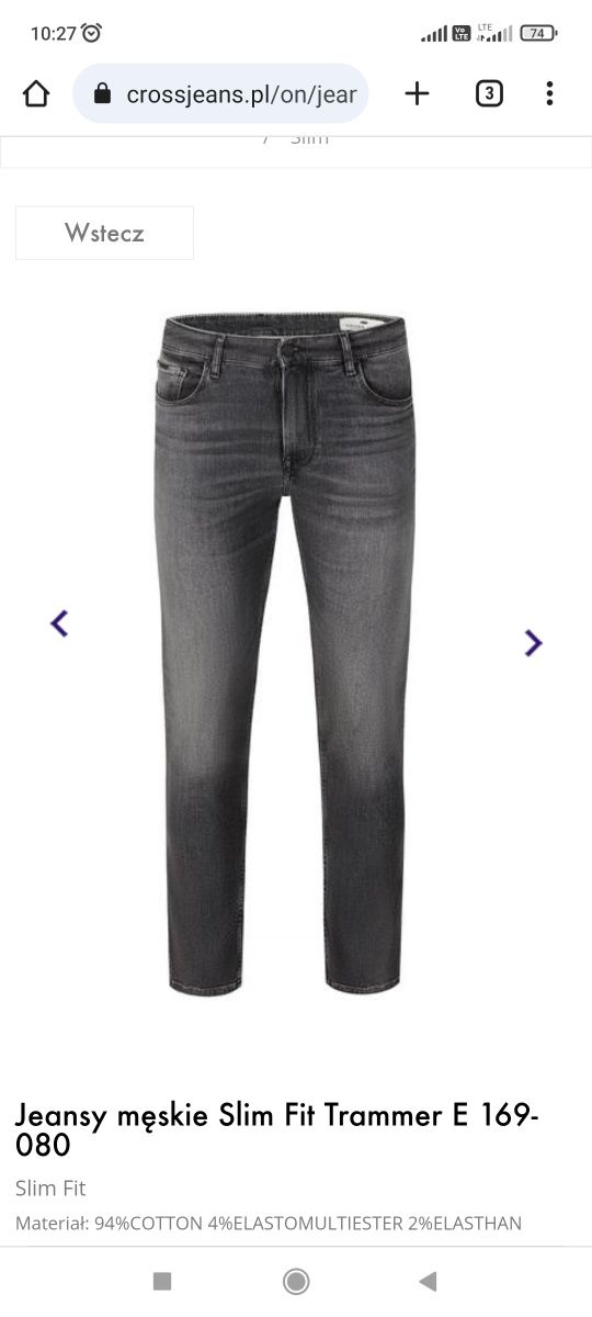 Jeansy męskie Slim Fit Trammer E 169-080 
Firma  Cross Jeans