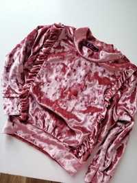 Bluza welurowa Chic London 68 różowa falbanki