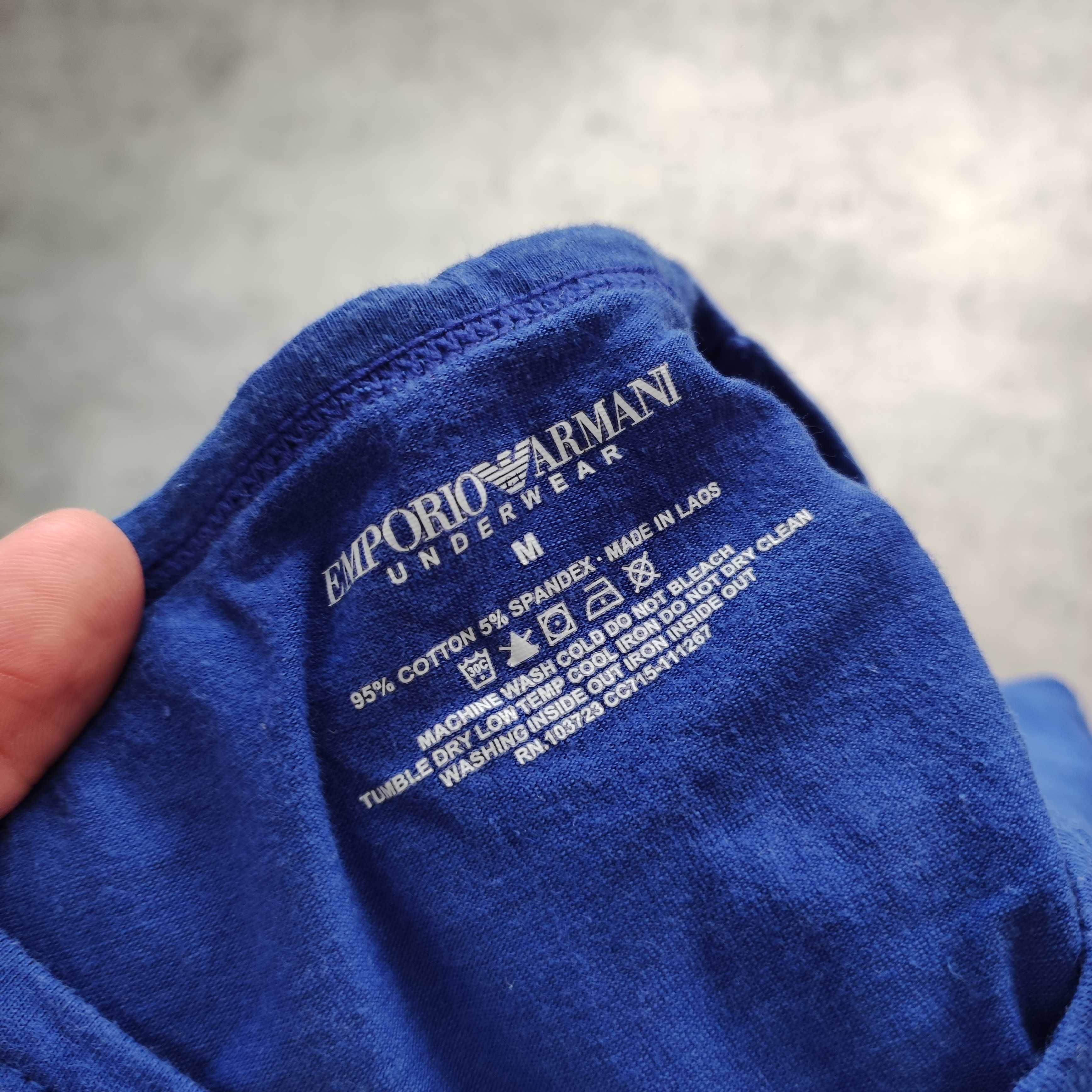 MĘSKA PREMIUM Koszulka Granat Logo Elastyczna Emporio Armani Ea7