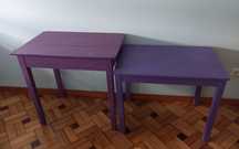 Mesa roxa madeira pintada (apoio, secretária, centro)
