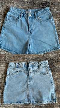 Жіночі джинсові шорти і джинсова спідниця