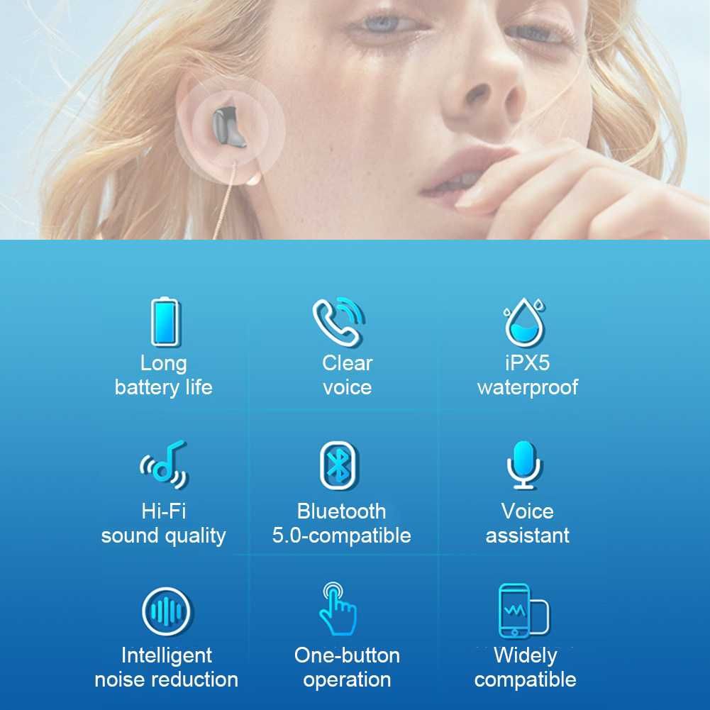 Auricular single-ear sem fios Bluetooth 5.0 - novo