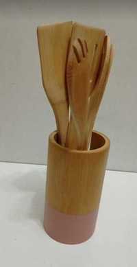 zestaw przyborów kuchennych łopatki bambusowe 6EL.