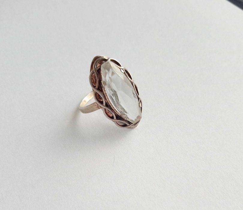 Вінтажне Кольцо Срібло 875 проби, зірочка. Прозорий камінь. СССР