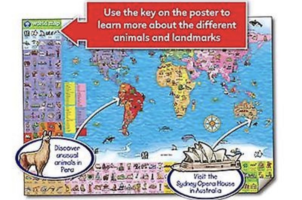 Jogo de tabuleiro - Orchard Toys World Map Puzzle and Poster