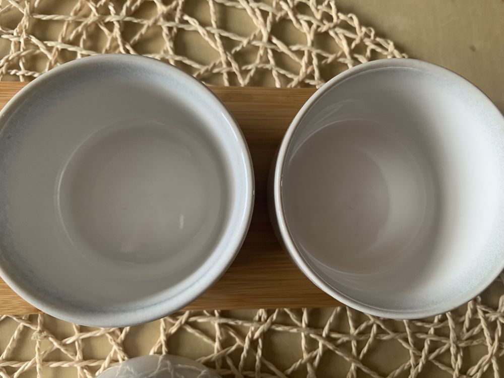 NOWA ceramika/ zestaw misek ceramicznych/ bambusowa taca