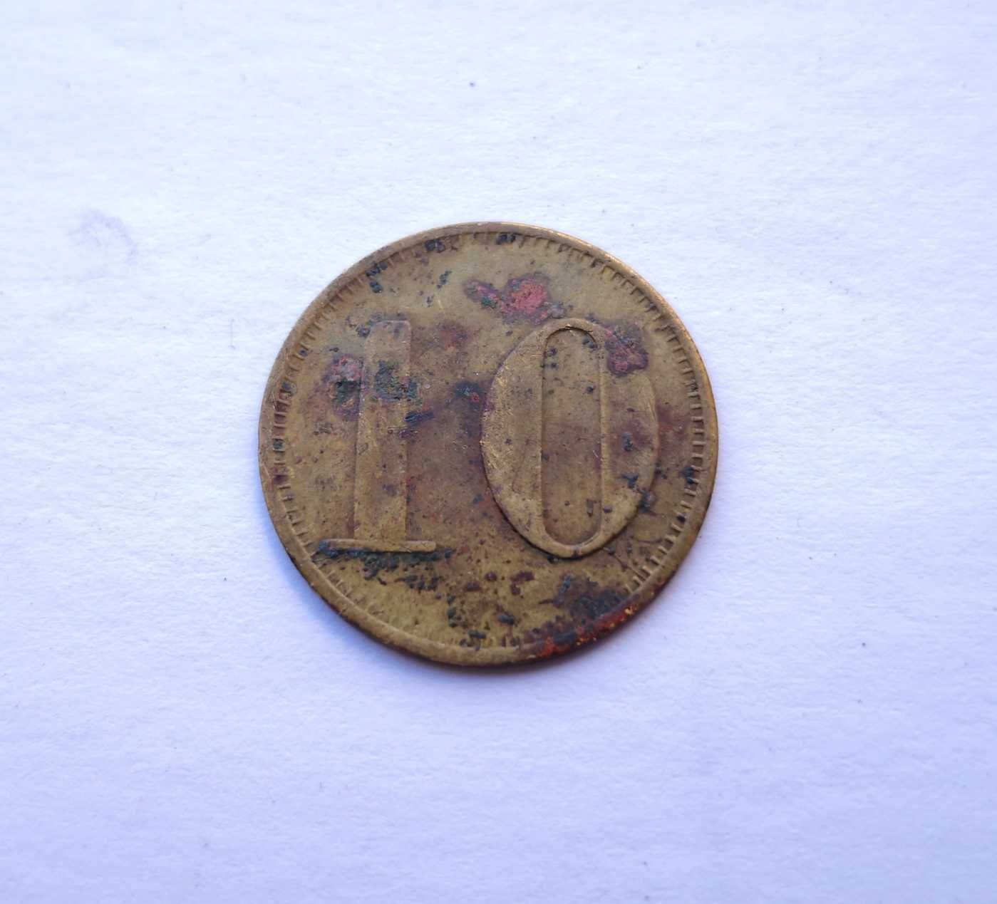 Pós-Iº Guerra Mundial 10 Pfennig Werth-Marke Moeda Alemanha