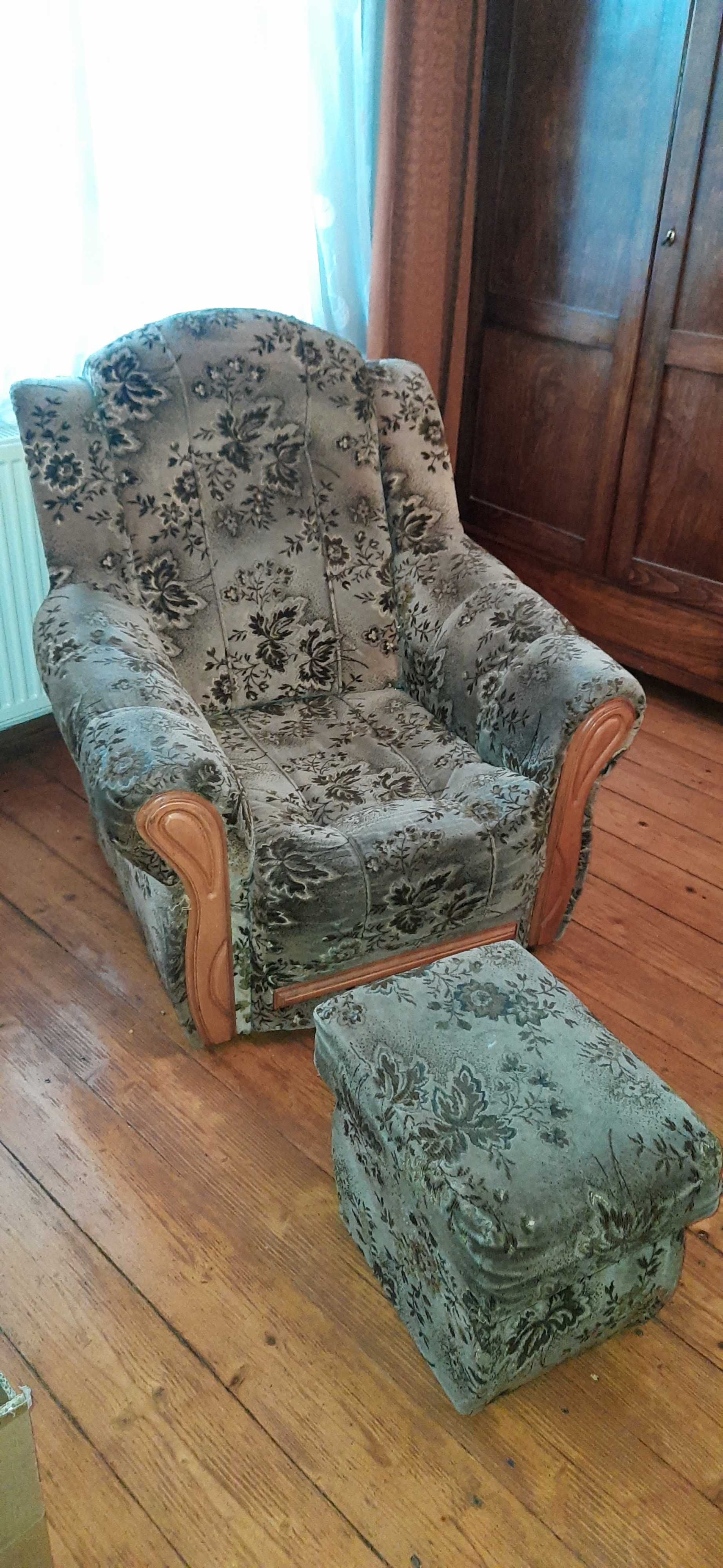 Narożnik sofa retro komplet fotele pufy