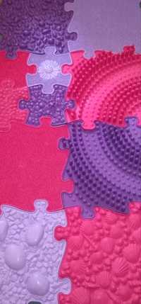 Maty sensoryczne Puzzle Ortho Floor Muffik  11 szt – fioletowe różowe