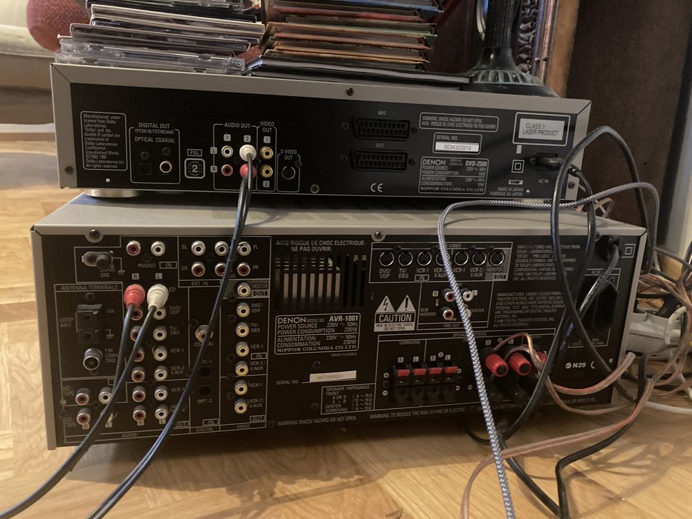 Odtwarzacz CD DENON DVD-2500 Amplituner AVR-1801 kolor szampański