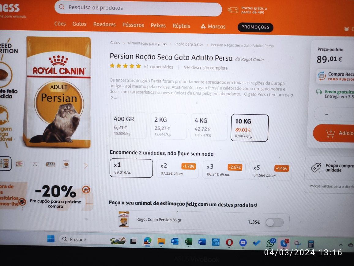 Ração Royal Canin Persa + silica