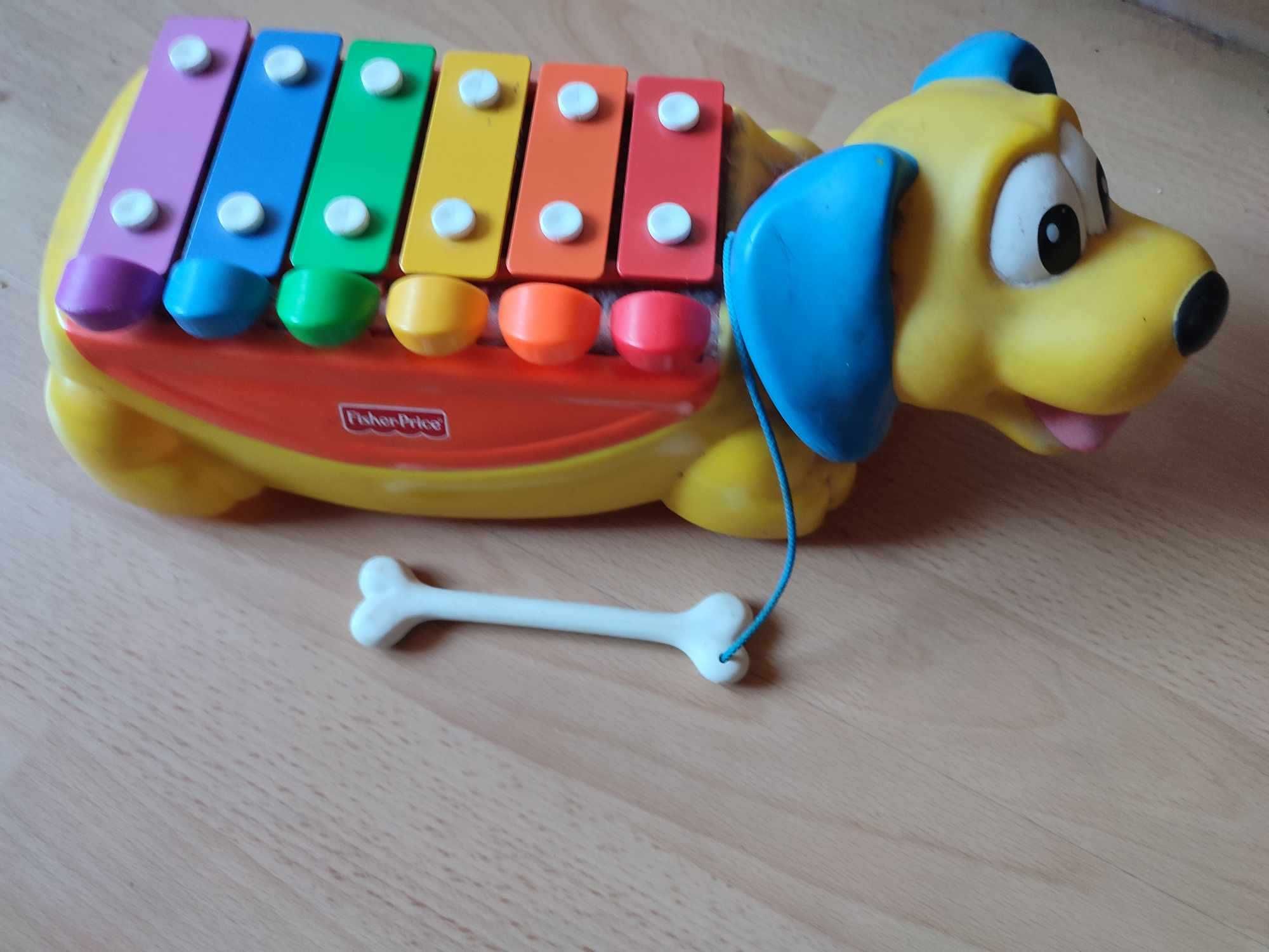 Fisher price interaktywny zegarek, cymbałki, piesek, latarka kurczak