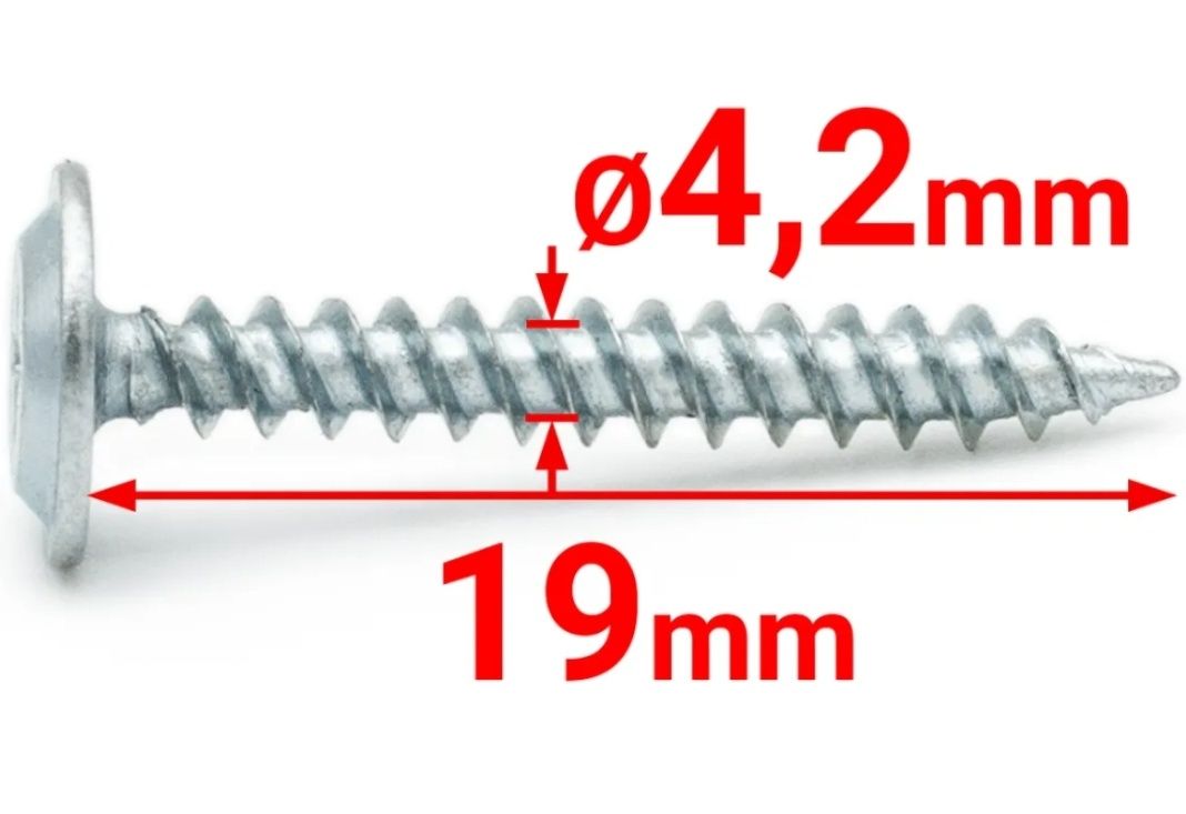 Wkręty do metalu 4,2x19mm ocynkowane podkładkowe 1000 sztuk