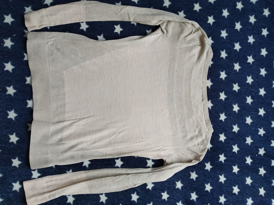 Sweterek damski w paski beżowy/ kremowy XS/s