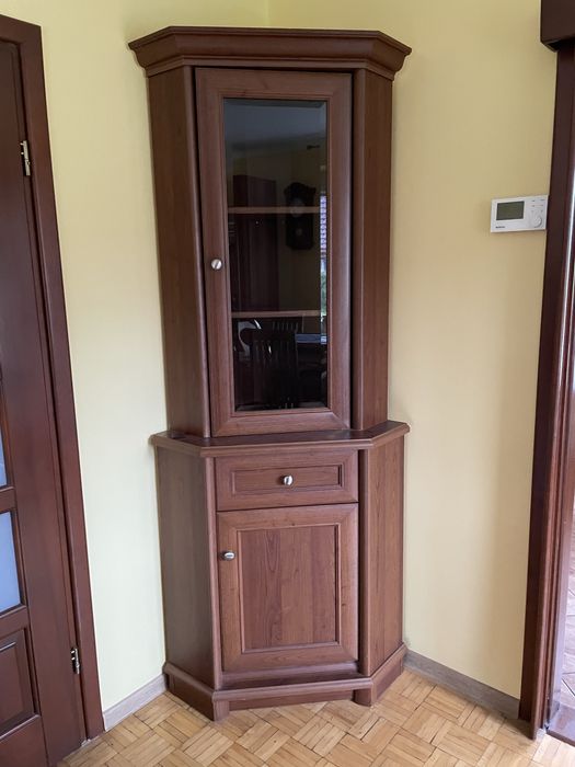 Zestaw mebli do salonu, mebloscianka, szafka narożna, półka, witrynka