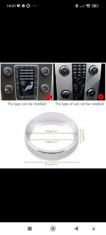 Aros dos  botões de tablier Volvo V50, C30 e S40.