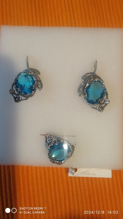 Серьги  с кулоном серебро 925