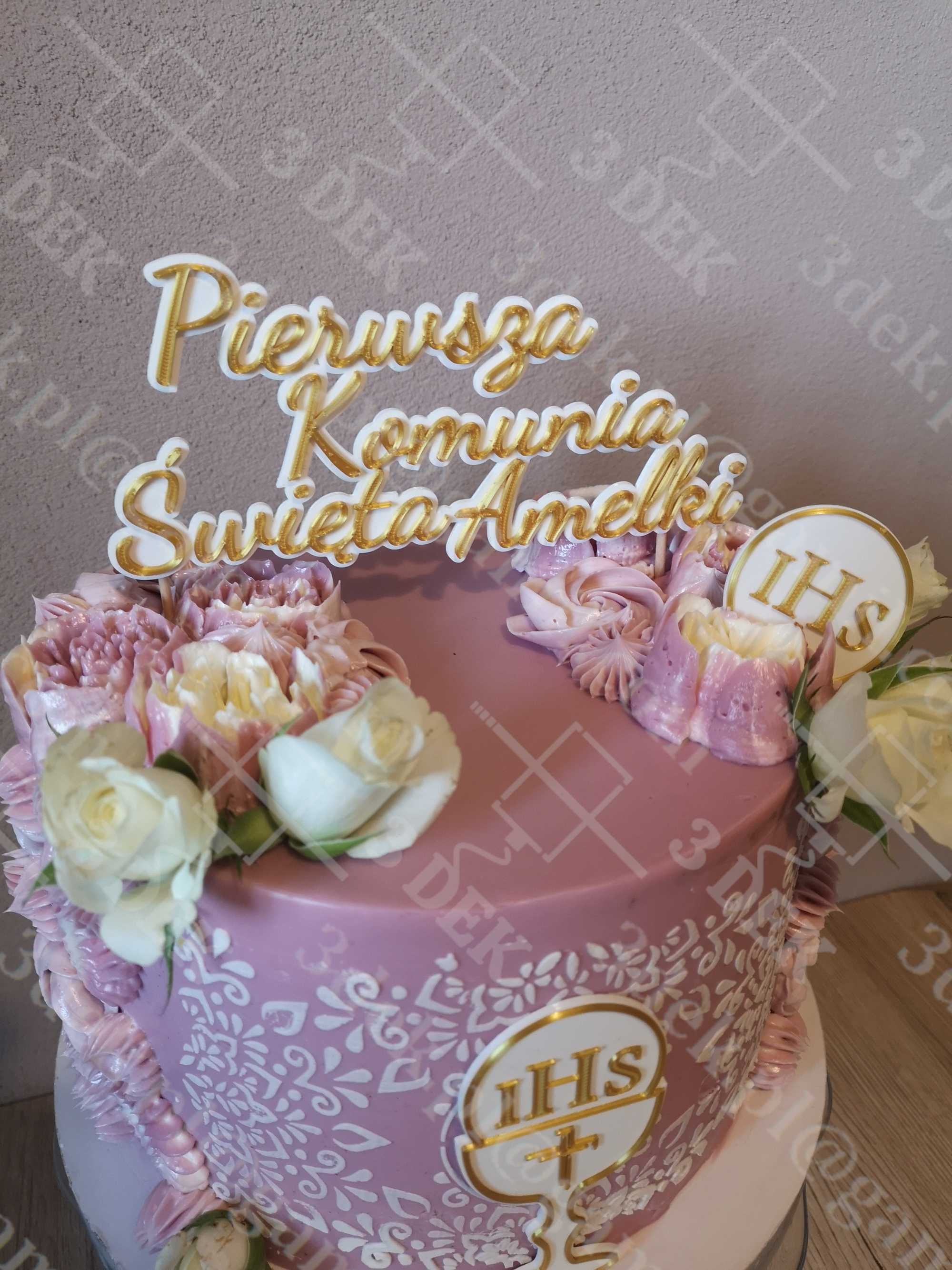 Toppery na tort. Topper Pierwsza Komunia Święta. Personalizowany