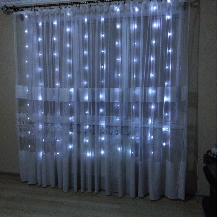 Гірлянди штора (3/2м) | USB | На дистанційному пульті | Білі/Сині