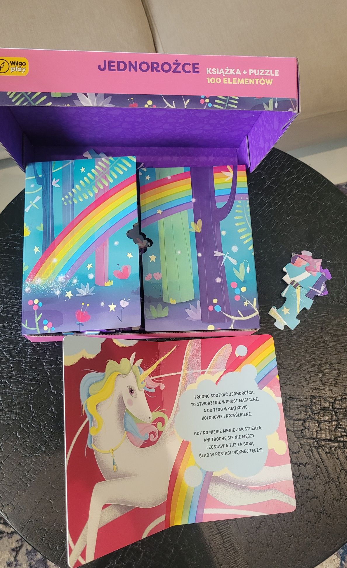 Jednorożce książką i puzzle 100 elementów